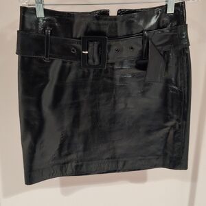 Cache Glossy Black Mini Skirt